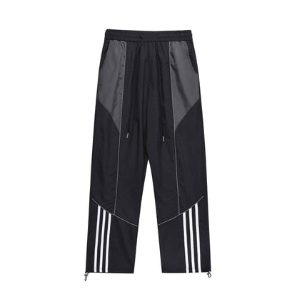 Men's Patchwork Striped Straight-Cut Casual Pants