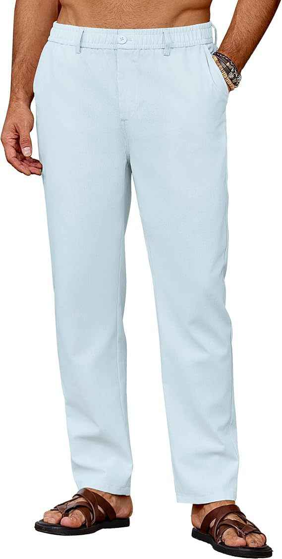 Men's Casual Breathable Drawstring Pants Breathable Casual Pants With Slight Stretch