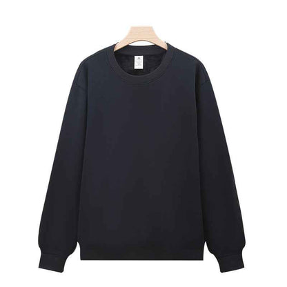 Heavy Chinese Cotton Round Neck Sweater Solid Color Korean Style Loose Casual Long Sleeves