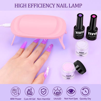 Acrylic Nail Kit With UV, 4 Color Gel Polishing Kit - DropOnline.co