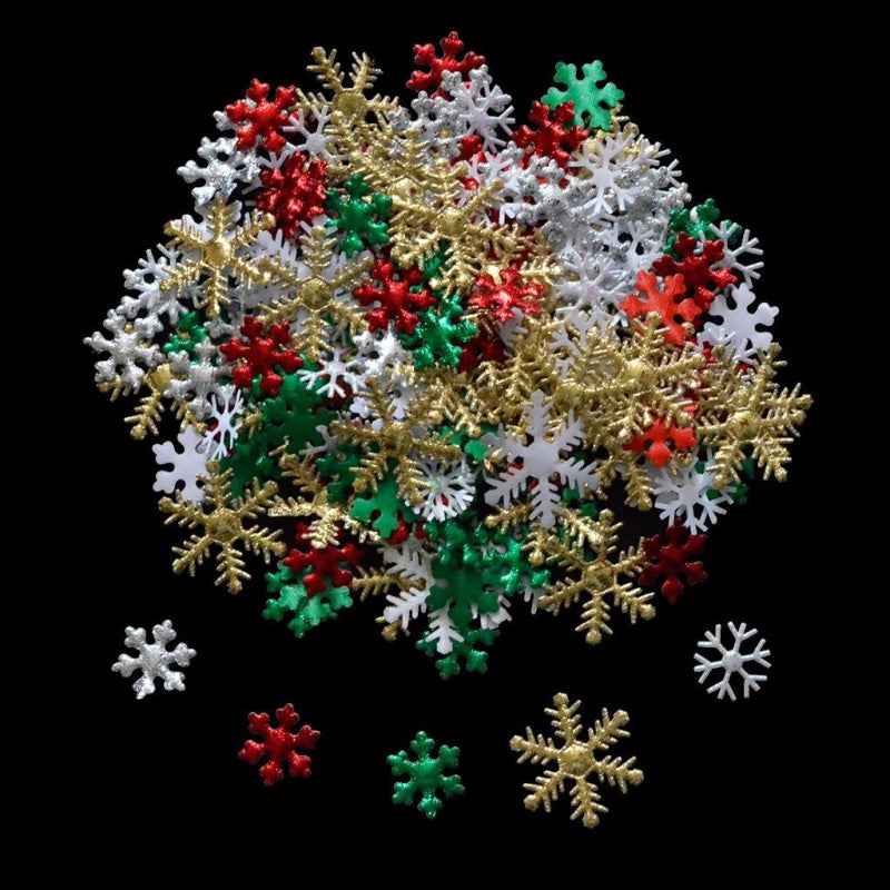 200 Snowflake Flat Decorations - Handmade Card Making Craft Supplies - DropOnline.co
