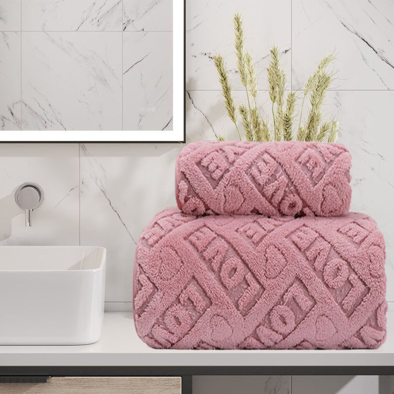 Jacquard Coral Fleece Towel Bath Towel Set Is More Absorbent And Ultra Soft For Drying Hair Than Pure Cotton