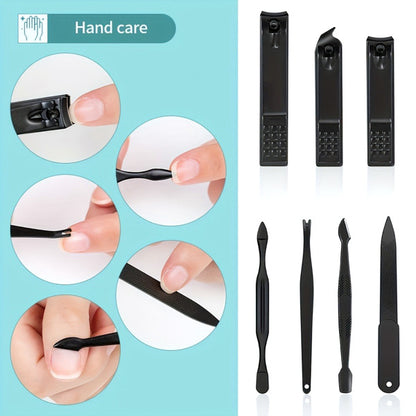 10-piece Black Nail Clipper Set With Travel Case, Professional Cuticle Nippers And Nail Clippers, Complete Grooming Kit For Home And Travel - DropOnline.co
