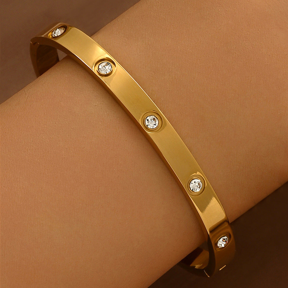 Stainless Steel Gold Bracelet - Love Nail Design