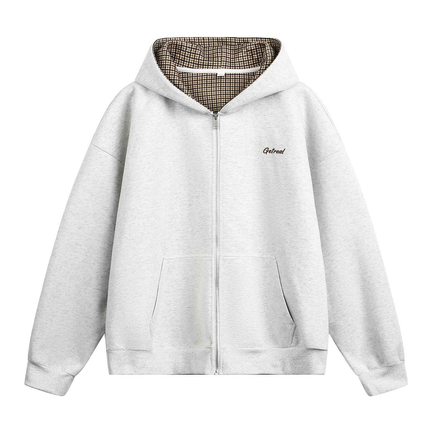 Houndstooth Contrast Color Inner Hooded Sweater Men's Autumn