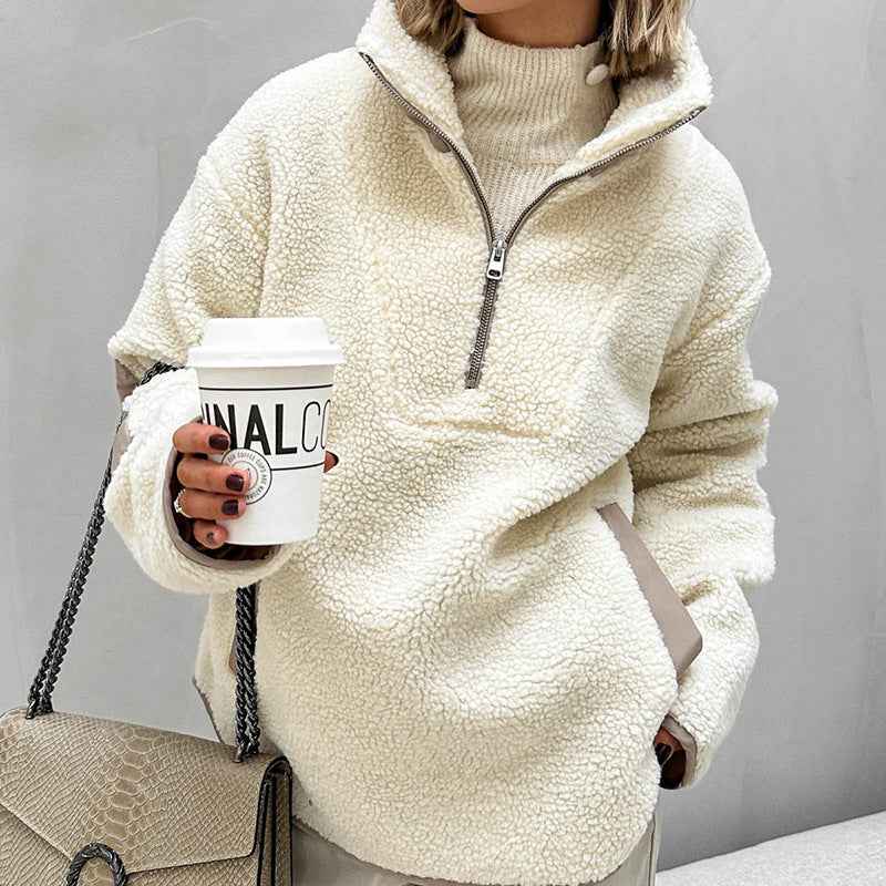 Plush Loose Lapel Pullover Sweater