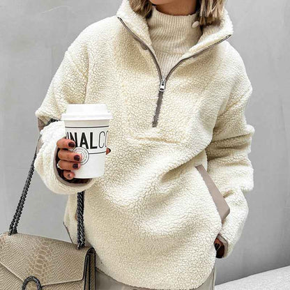 Plush Loose Lapel Pullover Sweater