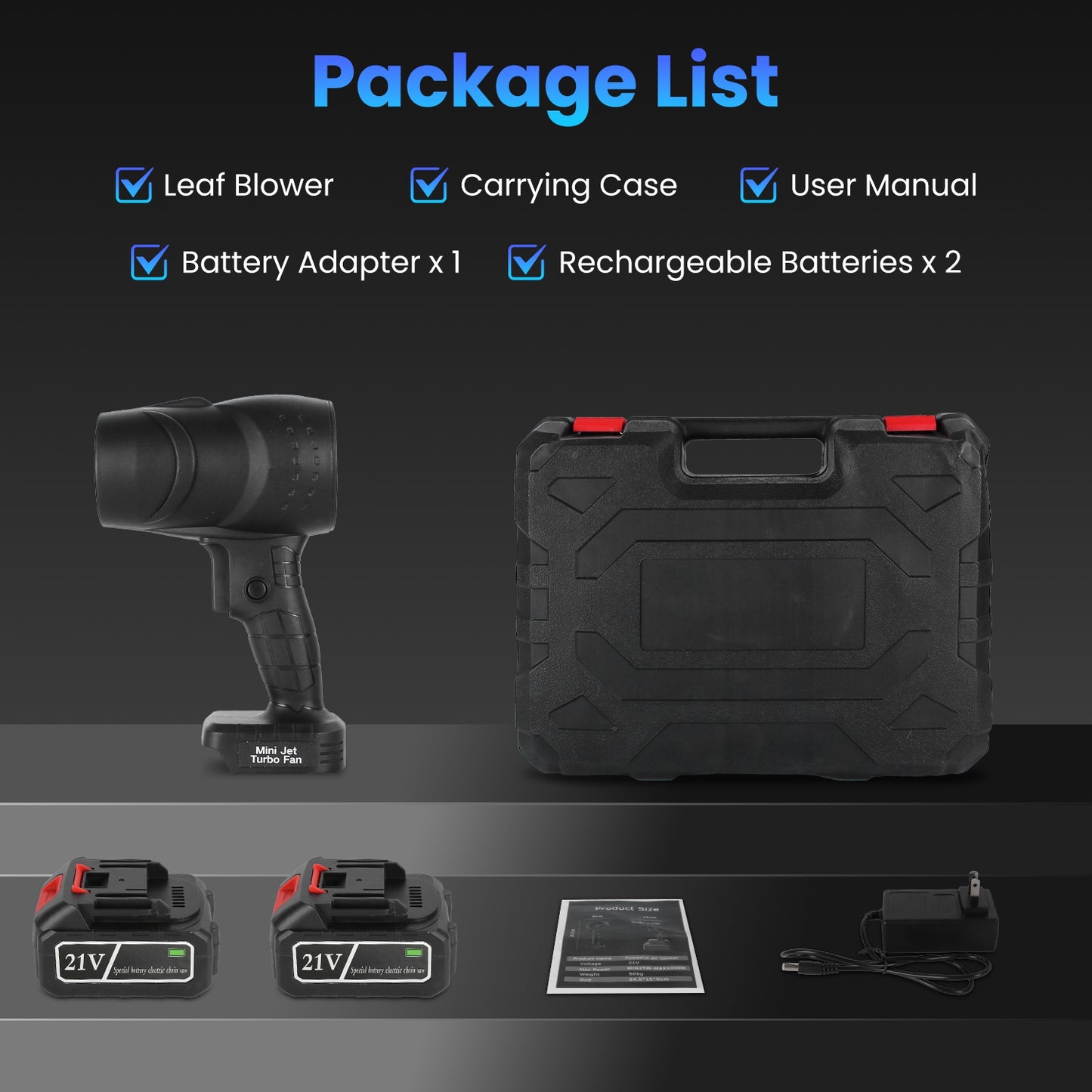 130000RPM Mini Cordless Leaf Blower Jet Blower Battery Operated Blower With 2x 3Ah Batteries For Leaf Snow Dust Water Blowing