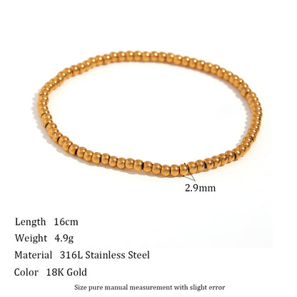 Niche Vintage Stainless Steel Plated 18K Elastic Bead Bracelet - DropOnline.co