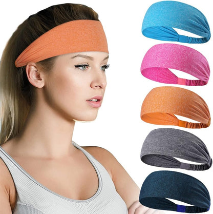 Sports Headbands For Men & Women -5 Pack,  Wicking Sweatbands, Elastic Non Slip Sweat Bands, Athletic Workout Fashion Wide Hair Bands For Running, Cycling, Basketball, Yoga - DropOnline.co