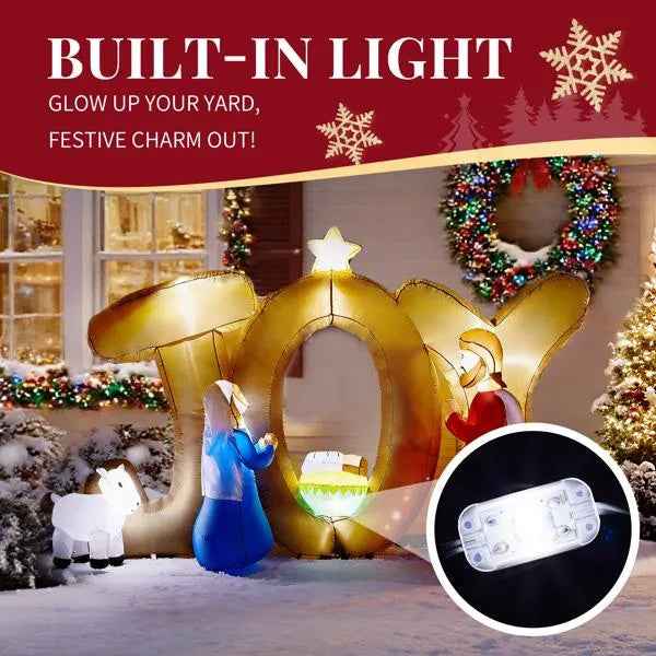 7.5FT Inflatable Nativity Scene with JOY Sign - LED Lighted Christmas Yard Decoration - DropOnline.co