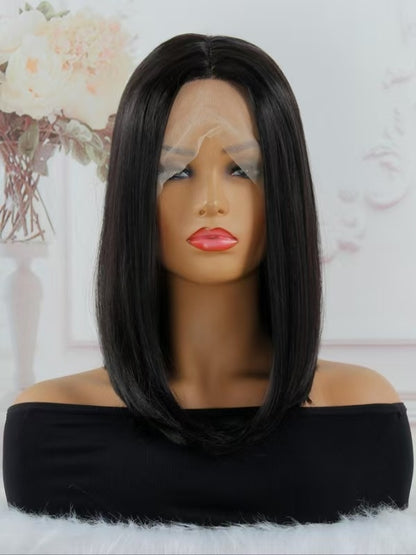13x4x1 Lace Synthetic Non-toxic Wig, Wave Head Straight Hair, 14-inch Non-adhesive Lace Front Piece, Suitable For The Whole Scene. - DropOnline.co