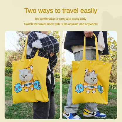 Pet Canvas Shoulder Bag, Cute Animal ShapedCat Carrier Canvas Bags,Portable Pet CanvasTote Chest Bag That Can Expose Head,OutdoorTravel Pet Carrier For Cats Dogs Pet Supplies - DropOnline.co