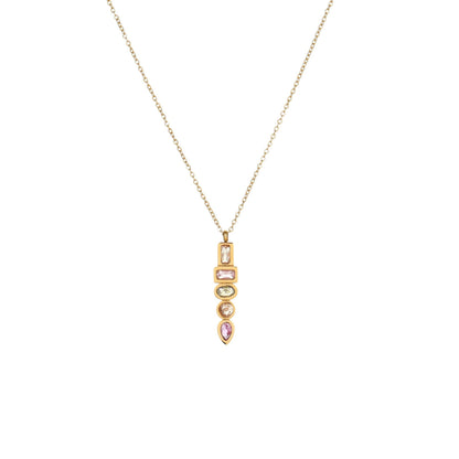 European And American Fashion Special-interest Color Zircon Star Pendant Stainless Steel Necklace - DropOnline.co