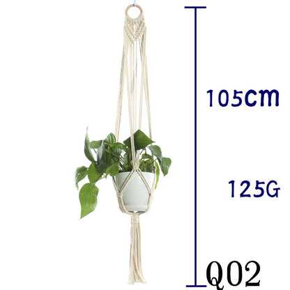 Flower Pot Net Bag Beige Cotton Rope Indoor Plant Hanger Hanging Basket Sling - DropOnline.co