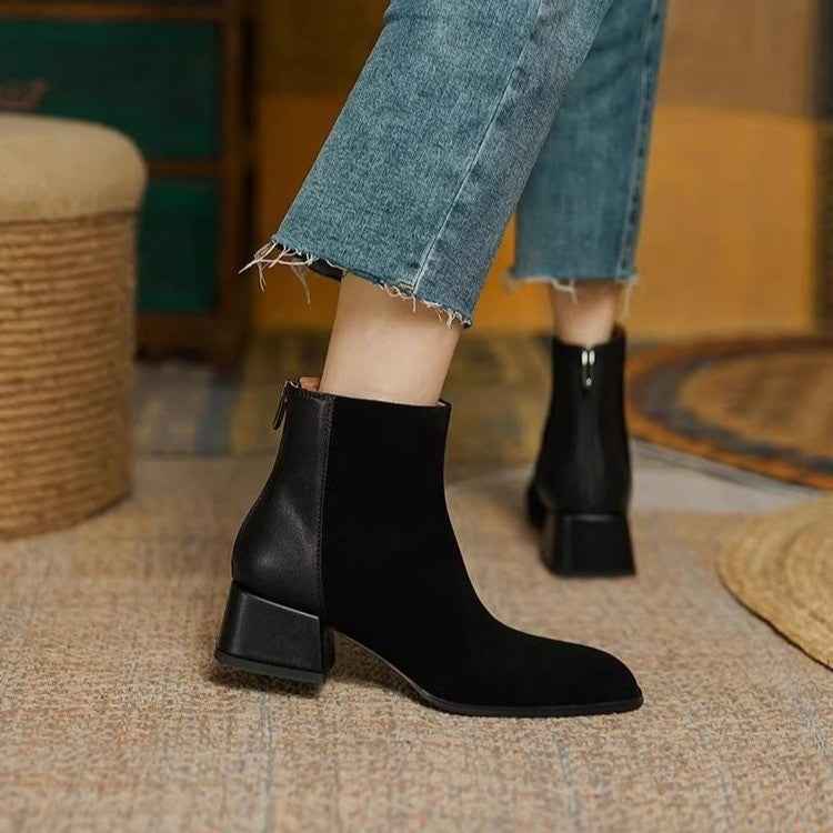 34 Suede Mid-heel Women's Martin Boots