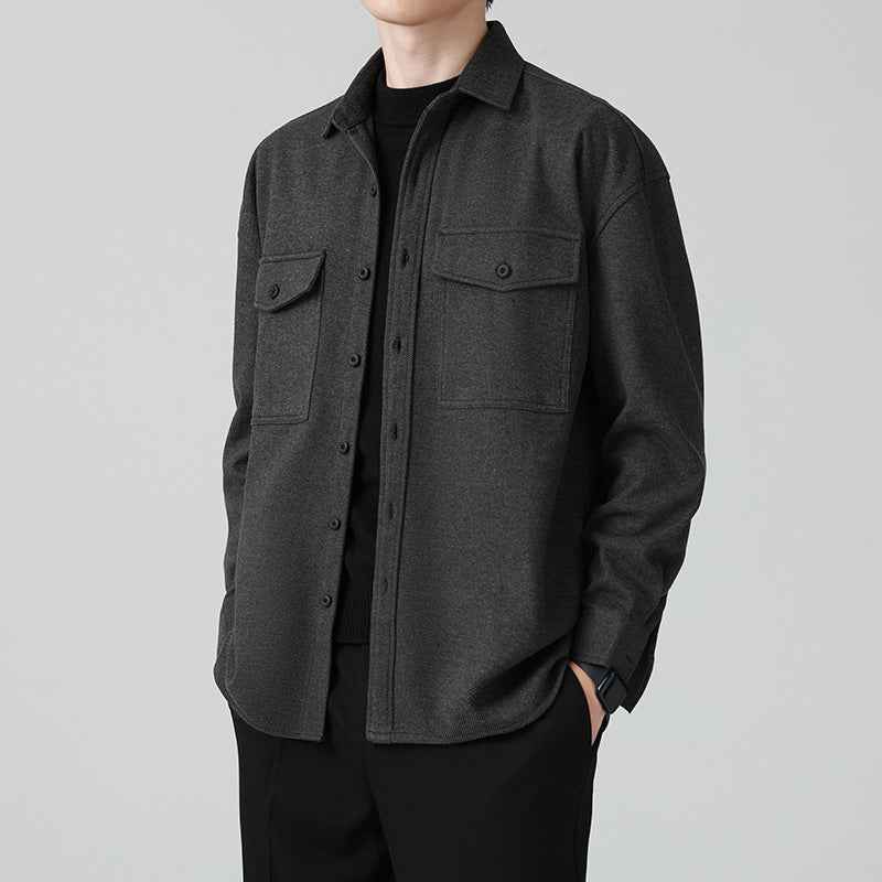 New Thickened Men's Workwear Long-sleeved Loose Wool Casual Jacket
