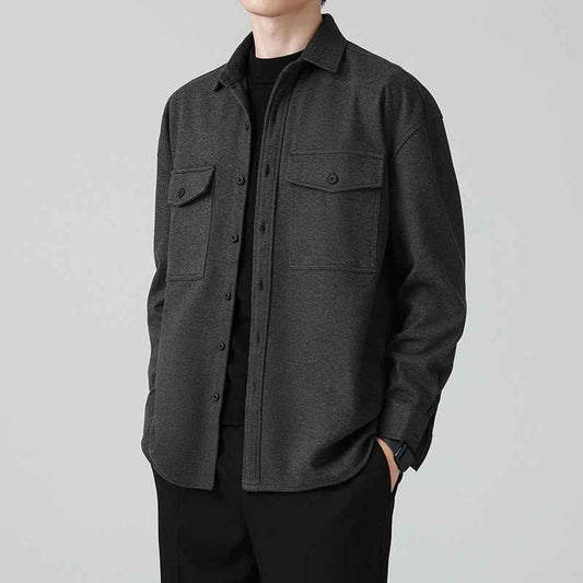 New Thickened Men's Workwear Long-sleeved Loose Wool Casual Jacket