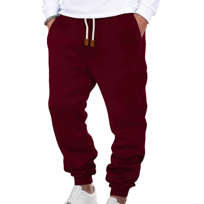 Male Solid Color Loose Cuffed Sports Casual Sweatpants