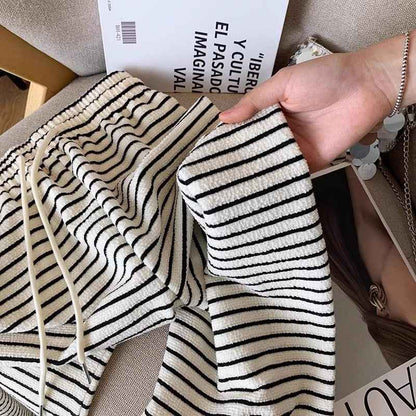 Loose Draping Outer Wear Slimming Stripes Wide-leg Casual Pants