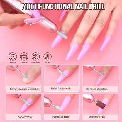 Acrylic Nail Kit With Drill, 4 Colors Gel Polish And UV Light Nail Kit, Birthday Gifts For Women, Valentines Day Gifts For Girl, Professional Nails Kit Acrylic Set With Everything For Beginners - DropOnline.co