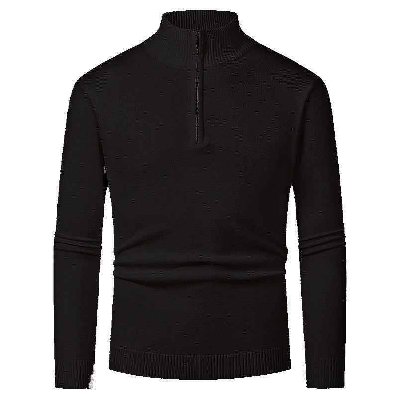 Men's Fashion Half Zipper Polo Sweater Casual Long Sleeve