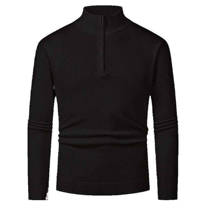 Men's Fashion Half Zipper Polo Sweater Casual Long Sleeve