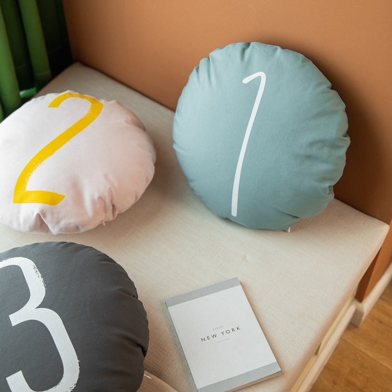 Cotton Canvas Round Pillow Sofa Cushion