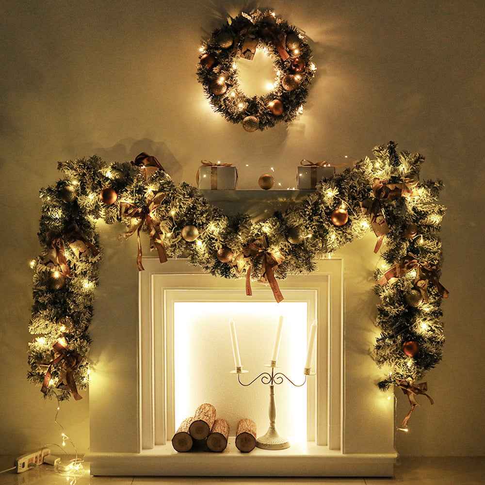 60cm Christmas Wreath with Glitter Balls & LED Lights - Festive Holiday Decor - DropOnline.co