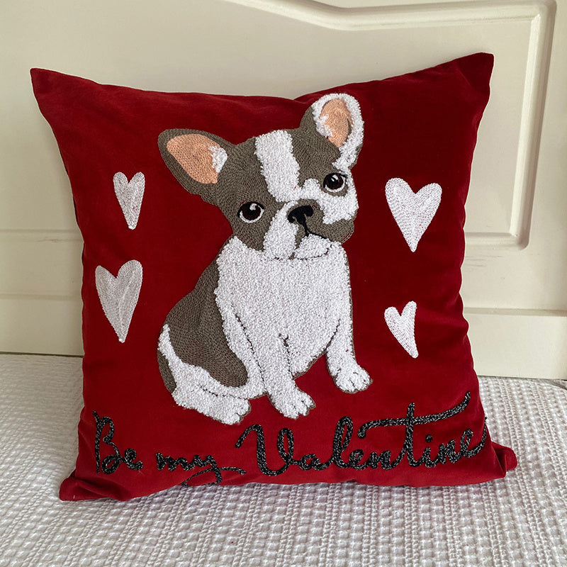 Pillow Embroidered Cushion With Core American Dog