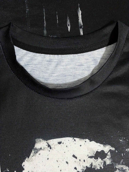 Men's 3D Shattered Skull T-Shirt - Cool Digital Print Round Neck Summer Tee