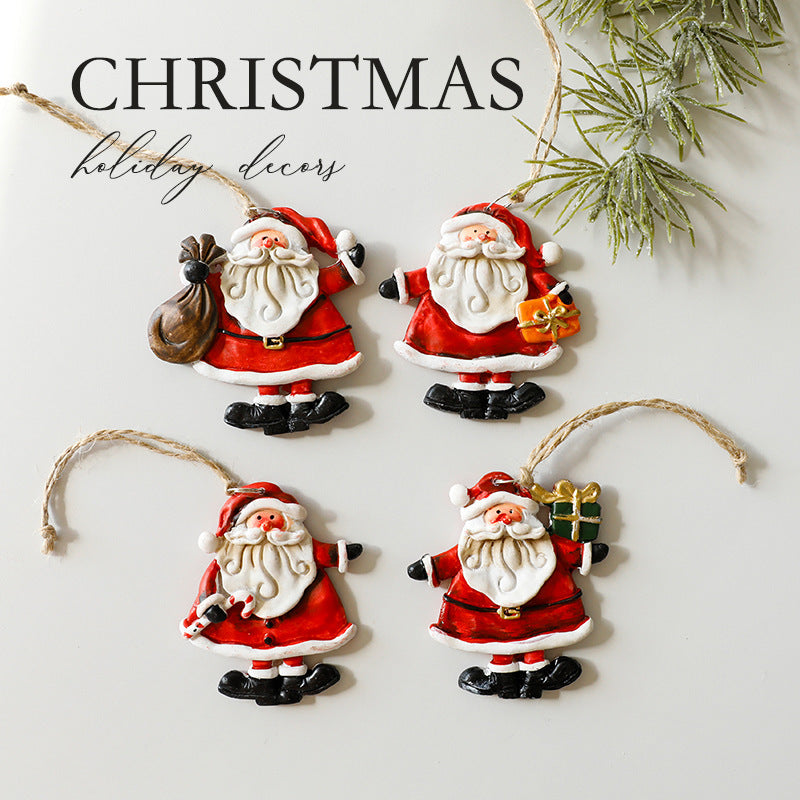 Christmas Resin Character Pendants - Santa Snowman Gingerbread Man Ornaments