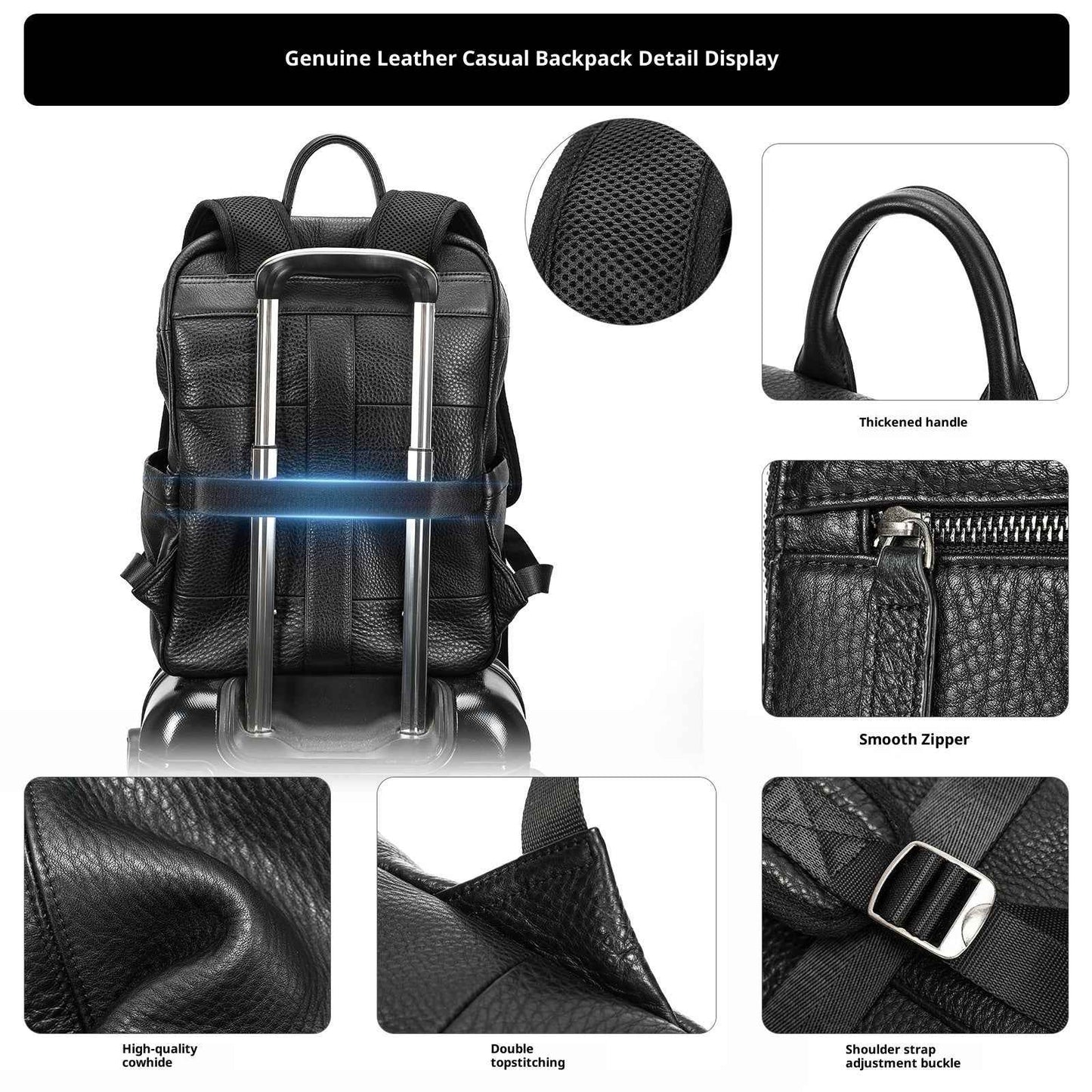 Top Layer Cowhide Backpack Leisure