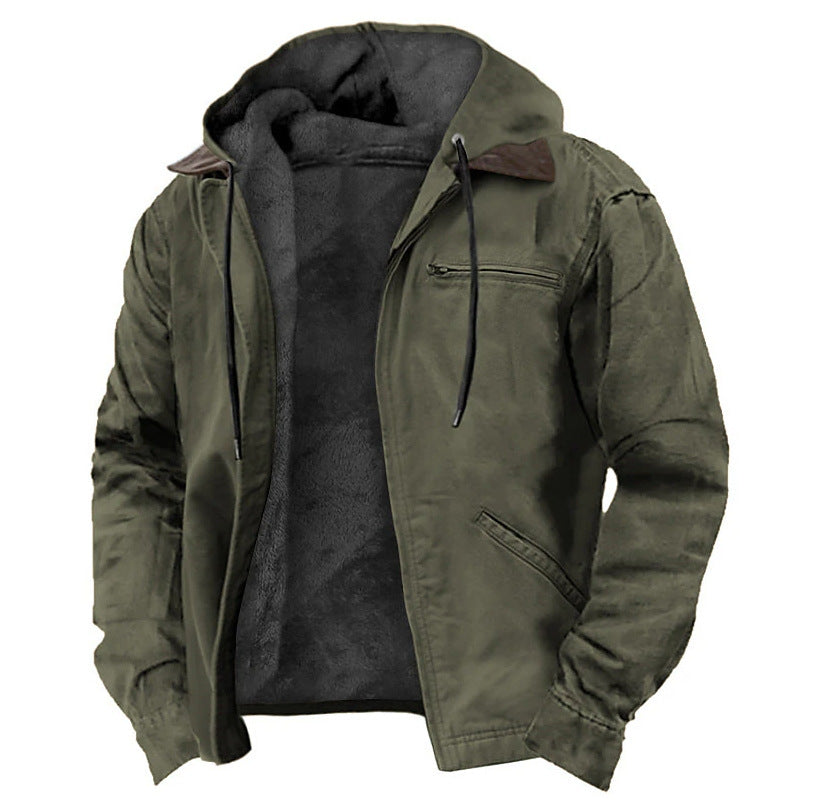 Premium Multi-Color Digital Print Hooded Sweater - Cotton-Padded Winter Cardigan with Brown Lining