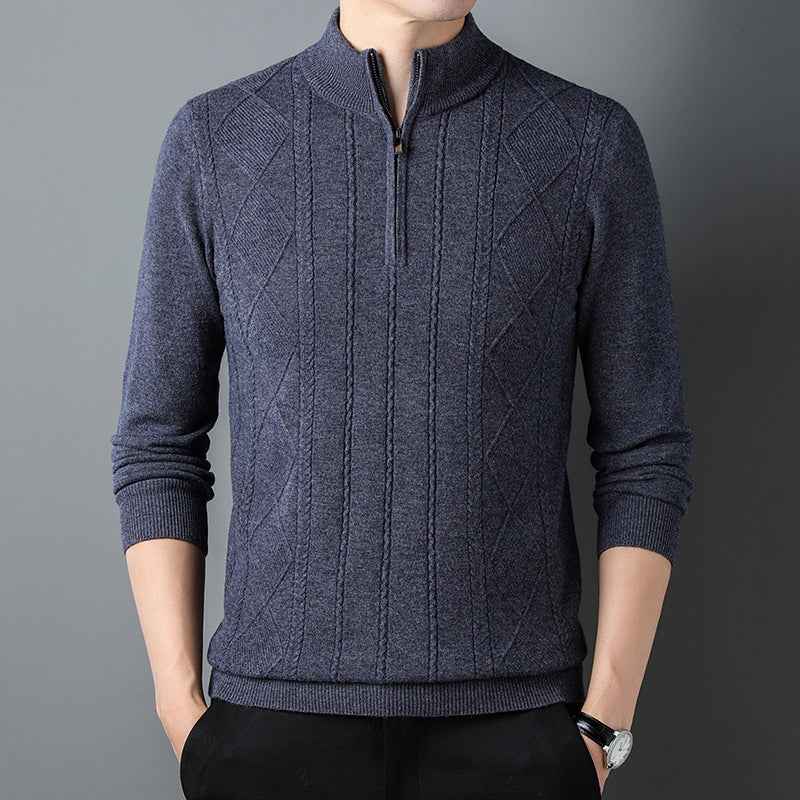 Half Zipper Thickening Thermal Head Cover Knitted Inner Match Woolen Sweater