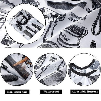 Professional Hair Cutting Cape With Neck Duster Brush, Salon Barber Cape, Hair Cutting Accessories -White Floral Print-Ban On Selling On Amazon - DropOnline.co