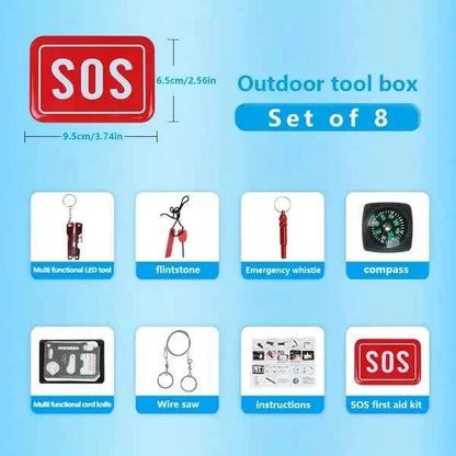 8 Item Emergency Survival Kit, Flint, Essential For The Home, Essential For The Outdoors, Ideal Gifts For Men, Gifts For Women, Christmas And Birthday Gifts