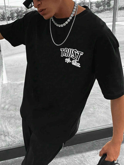 Men's 'Trust No One' Printed T-Shirt - Summer Casual Sports Leisure Tee