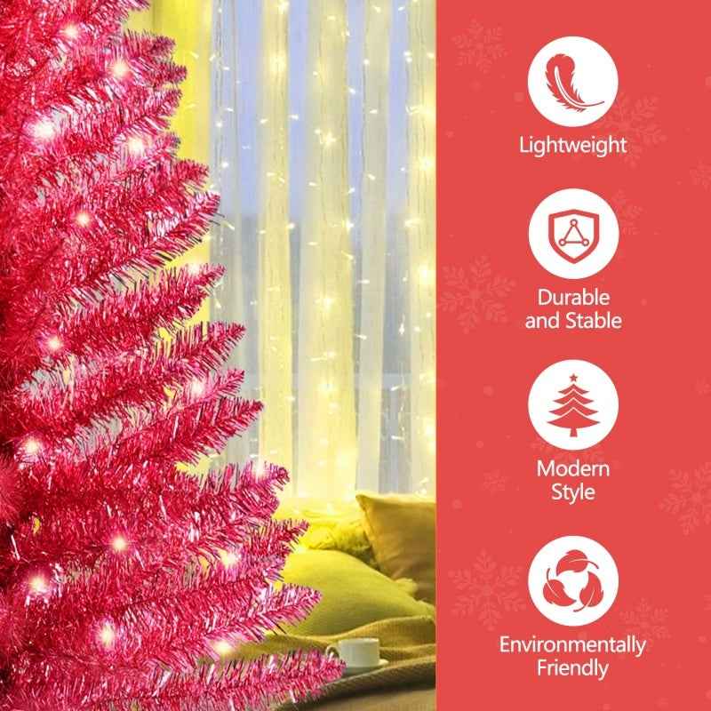 4 Ft Red Artificial Christmas Tree with 50 Lights & 112 Branch Tips