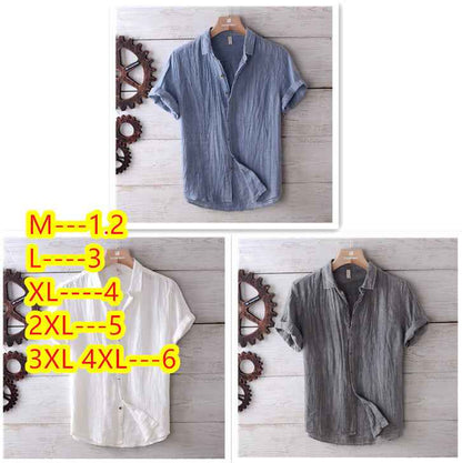 Men's Solid Color Retro Distressed Linen Shirt - Fashion Casual Button-Up