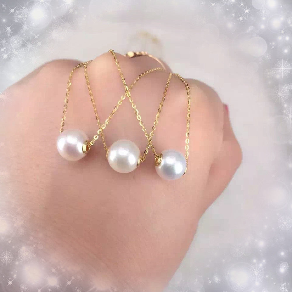 Pearl Clavicle Necklace - 18K Gold Mother-of-Pearl Pendant