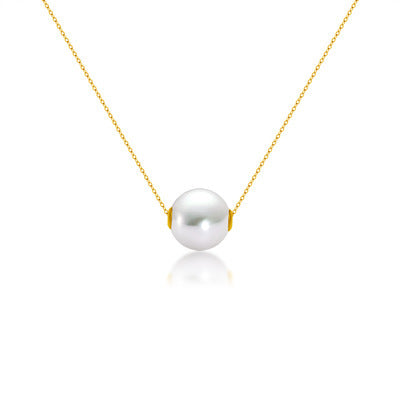 Pearl Clavicle Necklace - 18K Gold Mother-of-Pearl Pendant