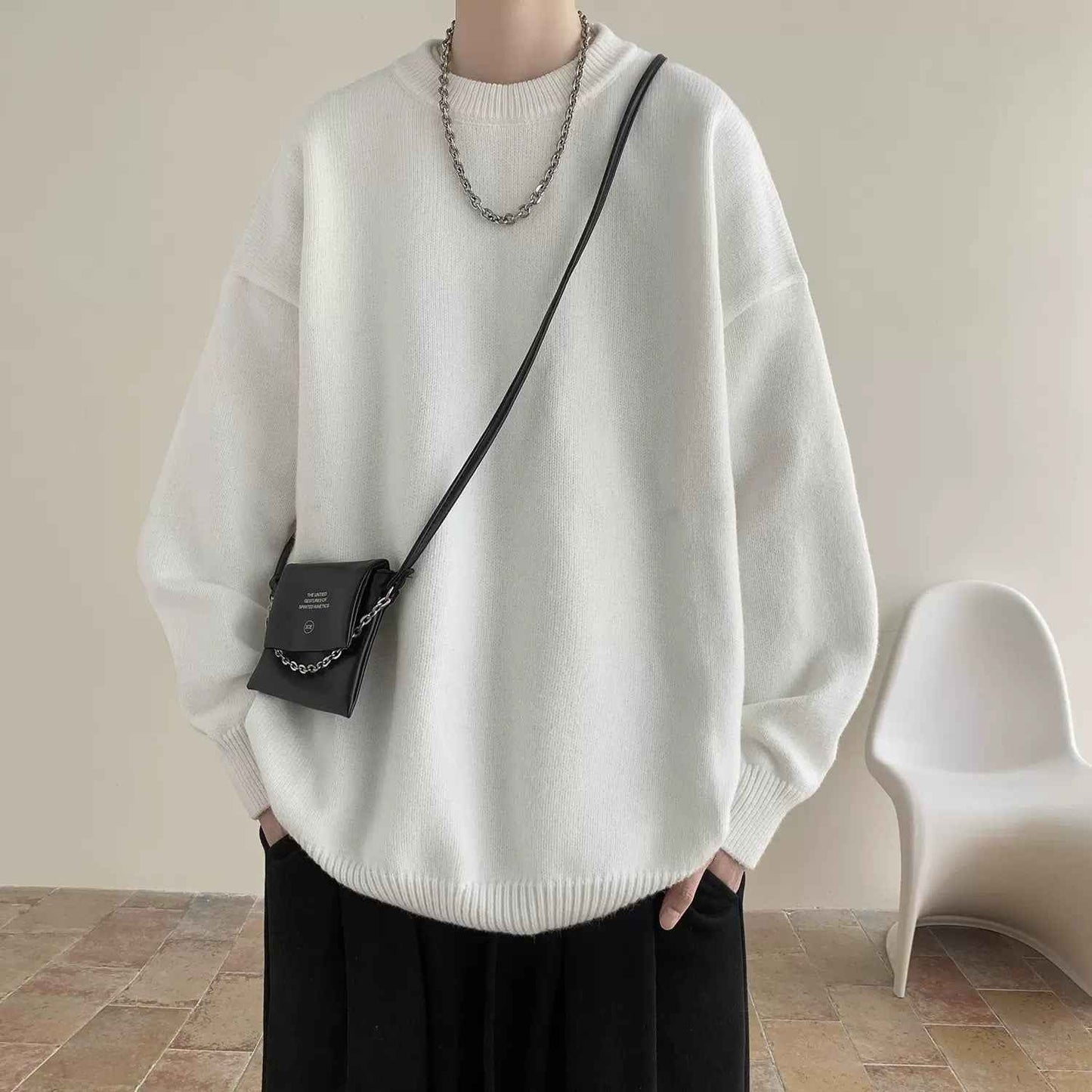 Korean Version New Round Neck Sweater Autumn Winter Men