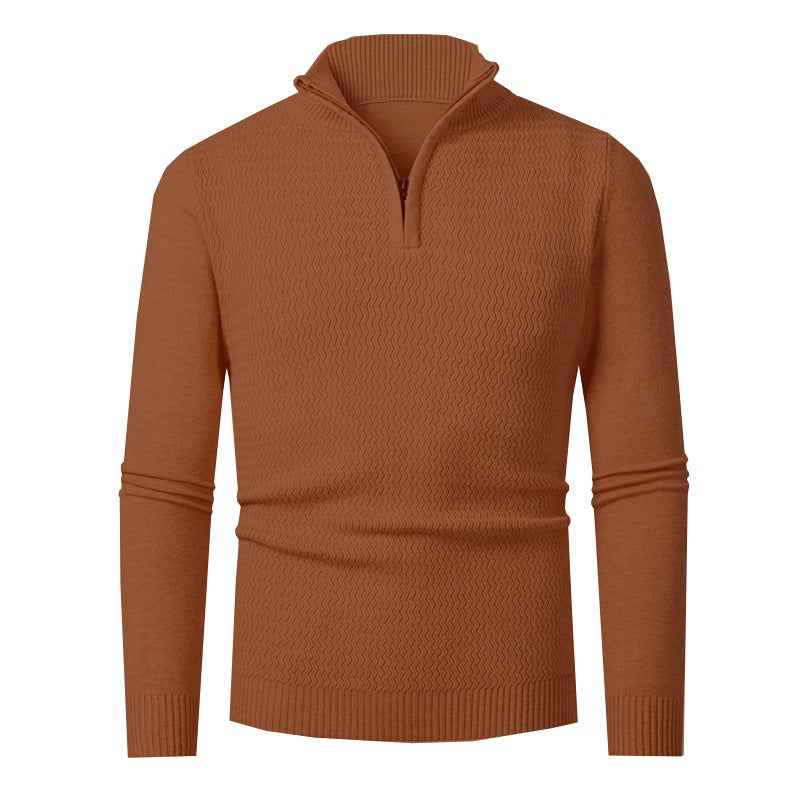 Men's Solid Color Half Zipper Sweater