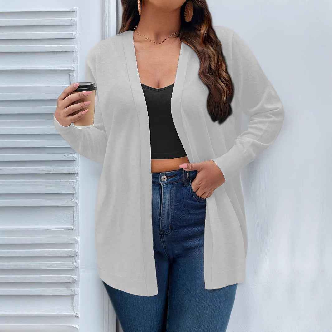 Solid Color Cardigan Women Elegant Simple Versatile Coat