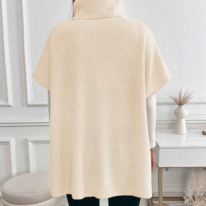 Solid Color Women's Long Sleeveless High-neck Sweater