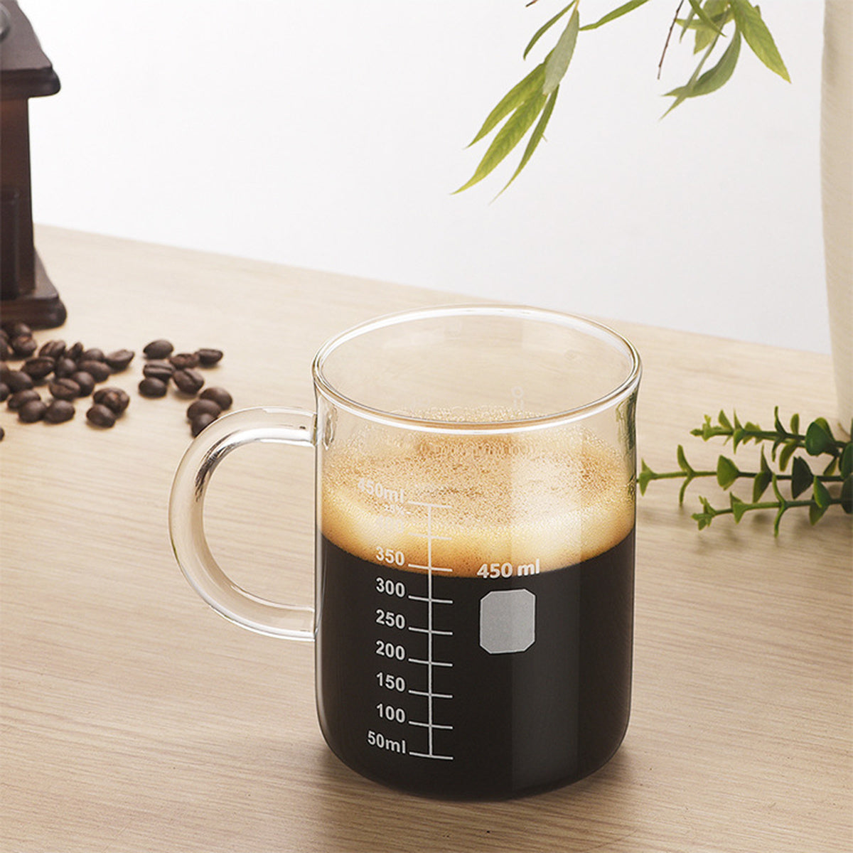 Professional Borosilicate Glass Coffee Cup with Measurement Scale