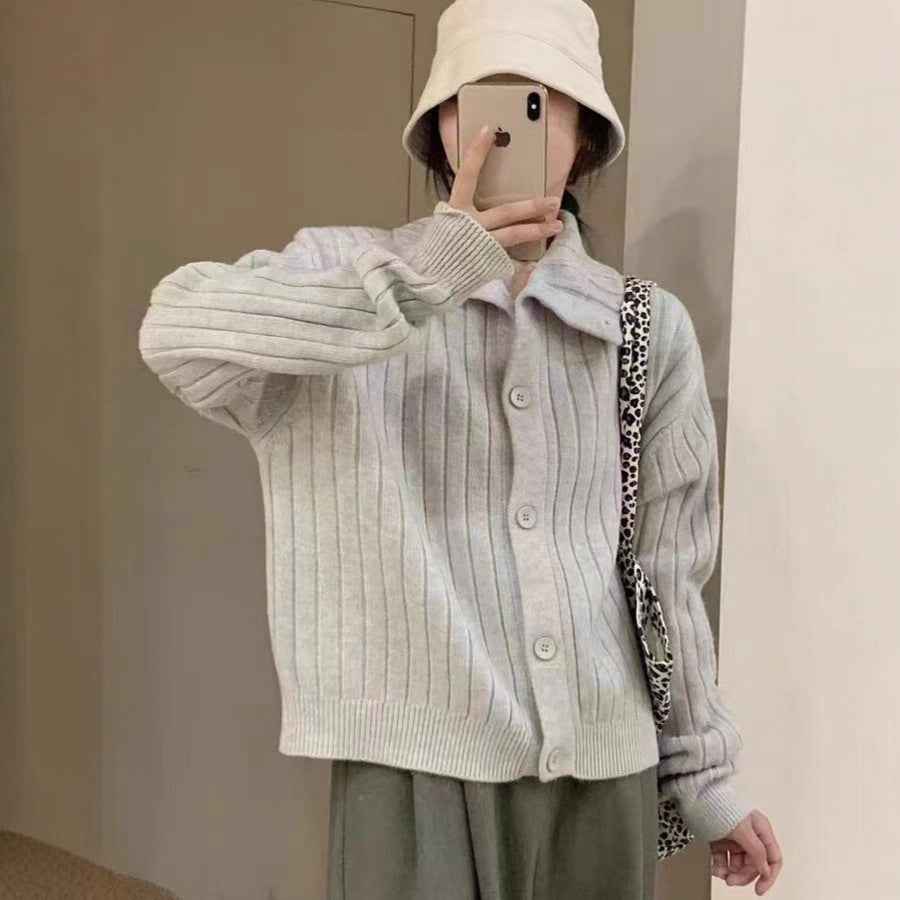 Vertical Single-breasted Turtleneck Knitting Idle Style Small Sweater