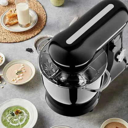 5L Electric Stand Mixer, 10 Speed Tilt-Head Food Mixer, Dough Mixer With Dishwasher Safe Stainless Steel Bowls, Dough Hook, Flat Beater, Whisk For Baking, Perfect For Family Kitchens, Black