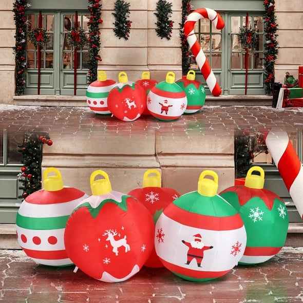 6.9 FT Lighted Christmas Inflatable - Five Christmas Balls with LED Lights - DropOnline.co